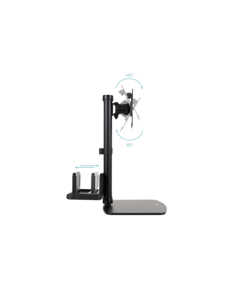 TooQ Soporte de mesa para pantallas 17”-27” con soporte integrado para CPU Ligera