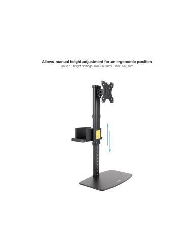 TooQ Soporte de mesa para pantallas 17”-27” con soporte integrado para CPU Ligera