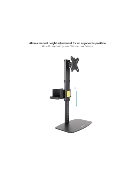 TooQ Soporte de mesa para pantallas 17”-27” con soporte integrado para CPU Ligera