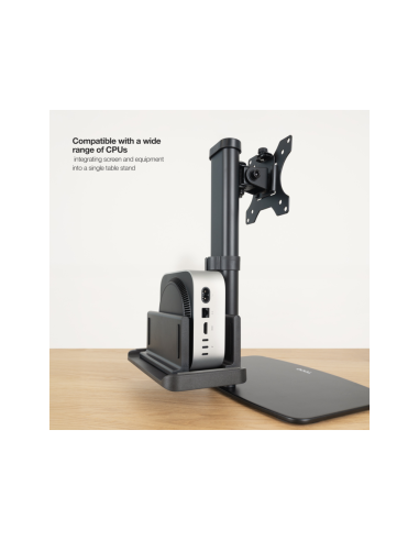TooQ Soporte de mesa para pantallas 17”-27” con soporte integrado para CPU Ligera