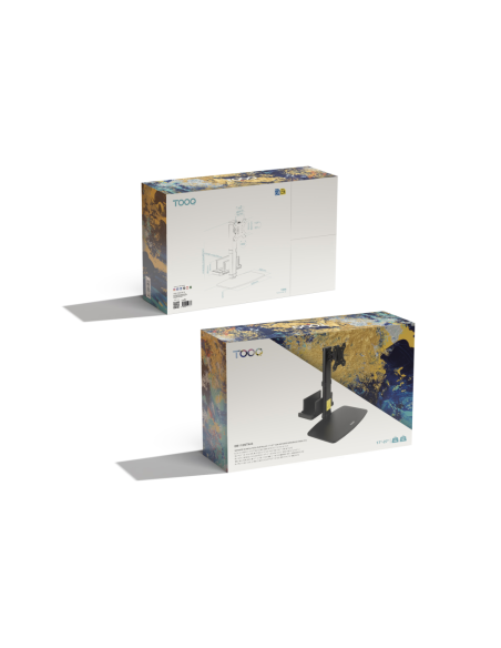TooQ Soporte de mesa para pantallas 17”-27” con soporte integrado para CPU Ligera