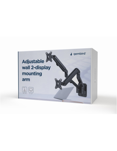 Gembird MA-WA2-01 soporte para monitor 68,6 cm (27") Pared Negro