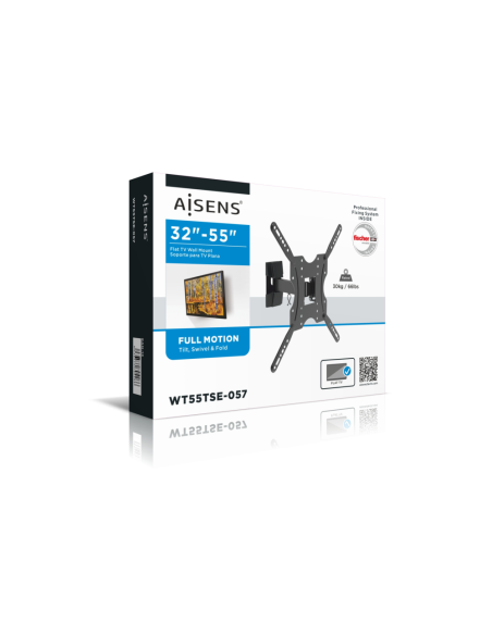 AISENS Soporte ECO giratorio, inclinable para monitor/TV 30kg (2 Pivotes) de 32-55, Negro