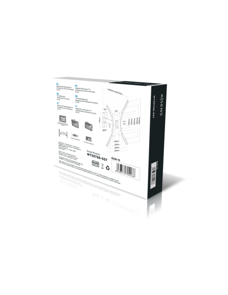 AISENS Soporte ECO giratorio, inclinable para monitor/TV 30kg (2 Pivotes) de 32-55, Negro