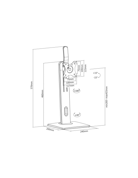 AISENS Soporte De Mesa Pro Contrapeso Giratorio E Inclinable Para Monitor/TV 7kg De 17-32, Negro