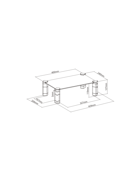 AISENS Soporte Elevador Cristal para Monitor/Portátil, Negro