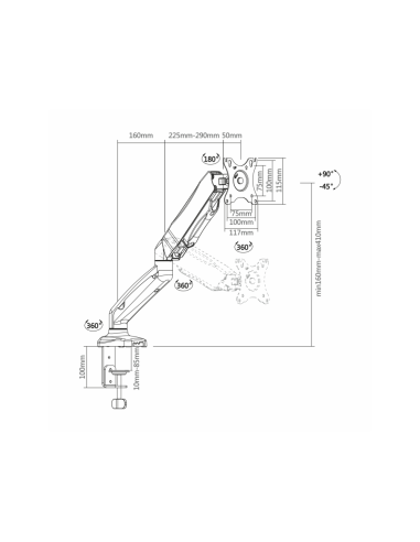 AISENS DT27TSR-043 soporte para monitor 81,3 cm (32") Negro Escritorio
