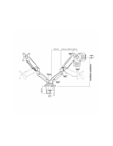 AISENS DT27TSR-045 soporte para monitor 81,3 cm (32") Negro Escritorio