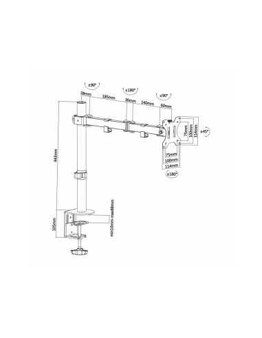 AISENS DT32TSR-039 soporte para monitor 81,3 cm (32") Negro Escritorio