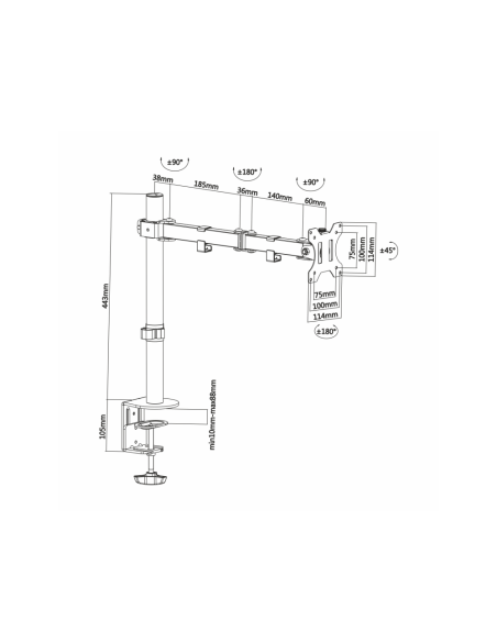 AISENS DT32TSR-039 soporte para monitor 81,3 cm (32") Negro Escritorio