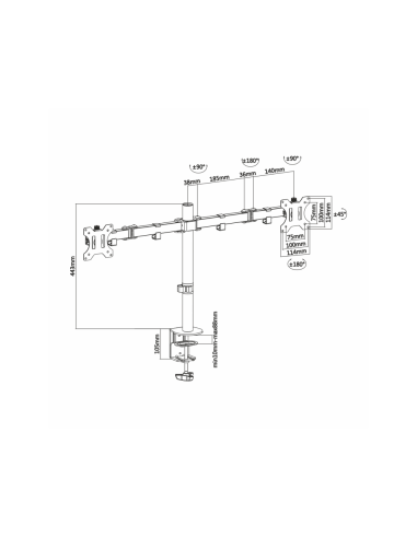 AISENS DT32TSR-041 soporte para monitor 81,3 cm (32") Negro Escritorio