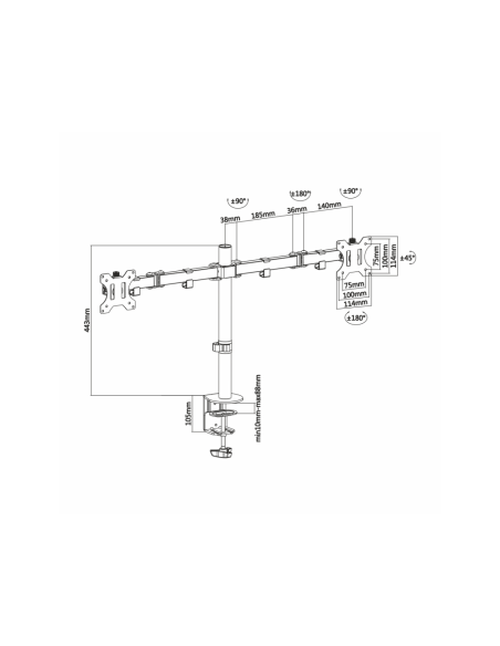 AISENS DT32TSR-041 soporte para monitor 81,3 cm (32") Negro Escritorio