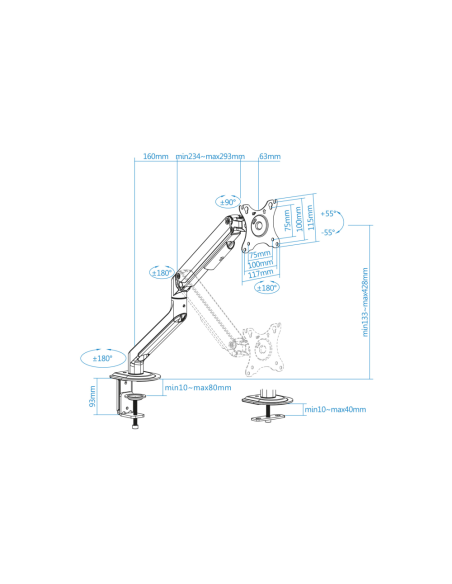 TooQ DB4032TNR-G soporte para monitor 81,3 cm (32") Escritorio Negro