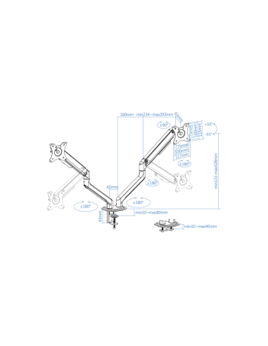 TooQ DB4132TNR-G soporte para monitor 81,3 cm (32") Escritorio Negro