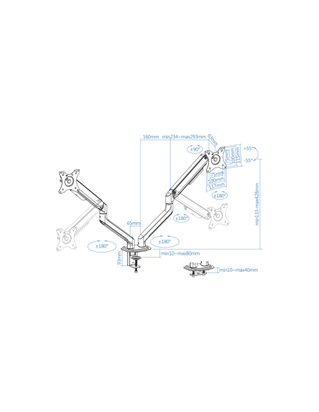 TooQ DB4132TNR-G soporte para monitor 81,3 cm (32") Escritorio Negro