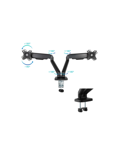 TooQ Soporte de Mesa para 2 Pantallas 17"-32", Negro
