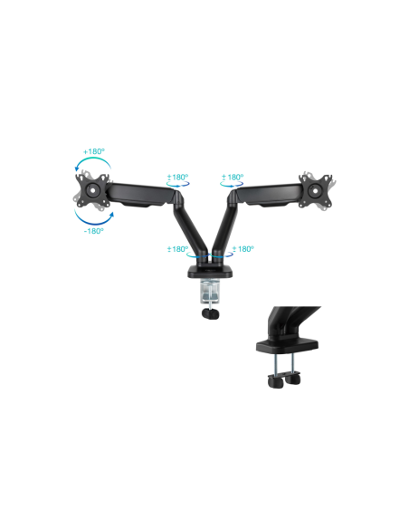 TooQ Soporte de Mesa para 2 Pantallas 17"-32", Negro