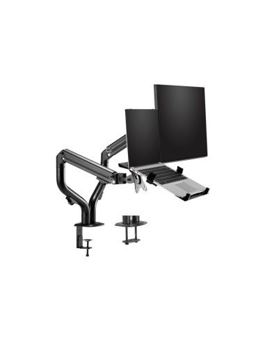 AISENS Soporte de Mesa Contrapeso Giratorio e Inclinable para Portatil y Monitor/TV 8Kg de 17-32, Negro