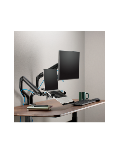 AISENS Soporte de Mesa Contrapeso Giratorio e Inclinable para Portatil y Monitor/TV 8Kg de 17-32, Negro