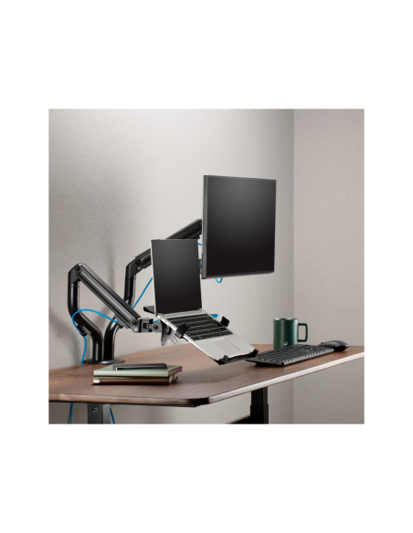 AISENS Soporte de Mesa Contrapeso Giratorio e Inclinable para Portatil y Monitor/TV 8Kg de 17-32, Negro