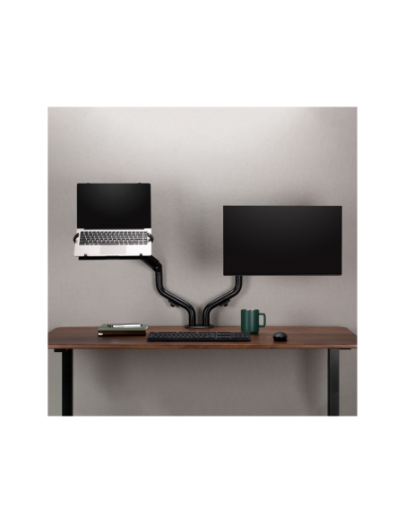 AISENS Soporte de Mesa Contrapeso Giratorio e Inclinable para Portatil y Monitor/TV 8Kg de 17-32, Negro