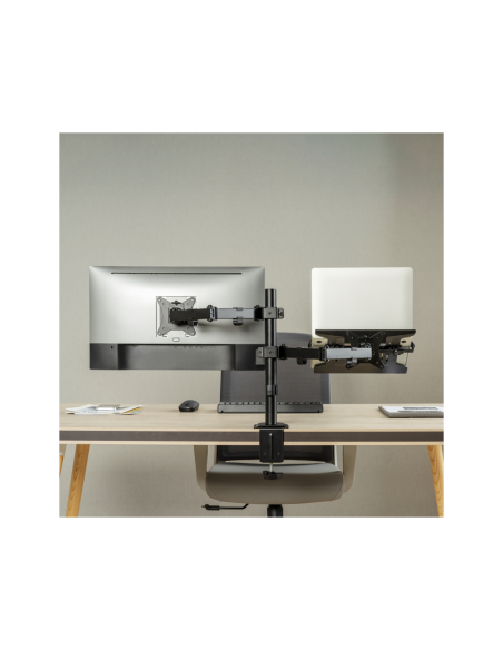 AISENS Soporte de Mesa Giratorio e Inclinable para Portatil y Monitor/TV 9Kg de 17-32, Negro