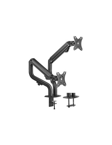 AISENS Soporte de Mesa ECO Contrapeso Giratorio e Inclinable para Monitor/TV 8Kg (3 Pivotes, 2 Brazos) de 17-32, Negro