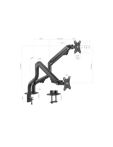 AISENS Soporte de Mesa ECO Contrapeso Giratorio e Inclinable para Monitor/TV 8Kg (3 Pivotes, 2 Brazos) de 17-32, Negro
