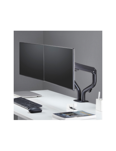 AISENS Soporte de Mesa ECO Contrapeso Giratorio e Inclinable para Monitor/TV 8Kg (3 Pivotes, 2 Brazos) de 17-32, Negro