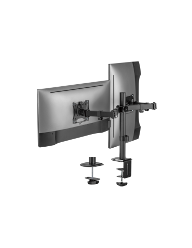 AISENS Soporte de Mesa ECO Giratorio e Inclinable para Monitor/TV 9Kg (3 Pivotes, 2 Brazos) de 17-32, Negro