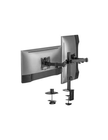 AISENS Soporte de Mesa ECO Giratorio e Inclinable para Monitor/TV 9Kg (3 Pivotes, 2 Brazos) de 17-32, Negro