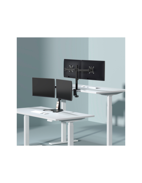 AISENS Soporte de Mesa ECO Giratorio e Inclinable para Monitor/TV 9Kg (3 Pivotes, 2 Brazos) de 17-32, Negro