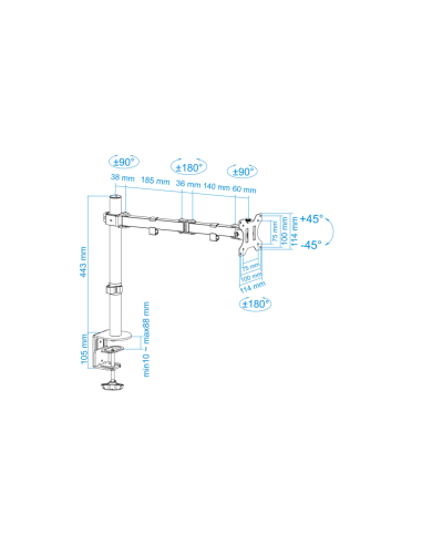 TooQ DB1032TN-B soporte para monitor 81,3 cm (32") Escritorio