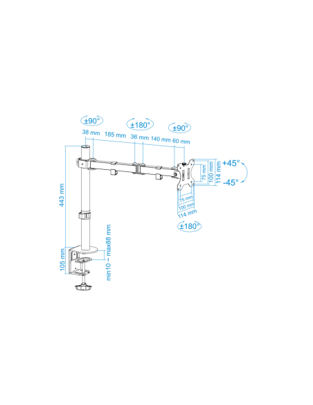TooQ DB1032TN-B soporte para monitor 81,3 cm (32") Escritorio