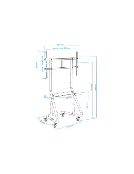 TooQ FS20200M-B Soporte de suelo con ruedas/patas para pantallas de 60" - 105"