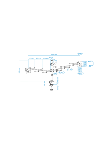 TooQ DB1327TN-B soporte para monitor 68,6 cm (27") Negro Escritorio