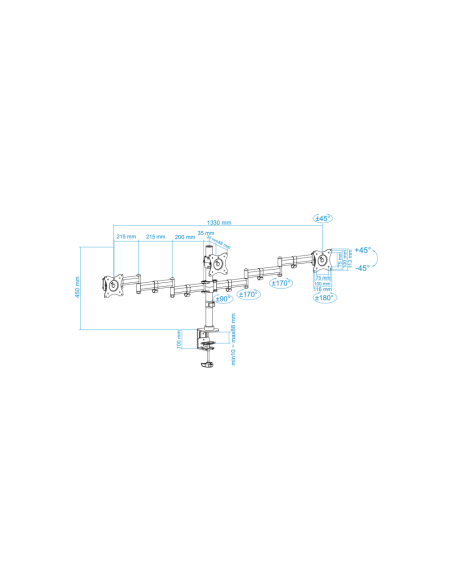 TooQ DB1327TN-B soporte para monitor 68,6 cm (27") Negro Escritorio