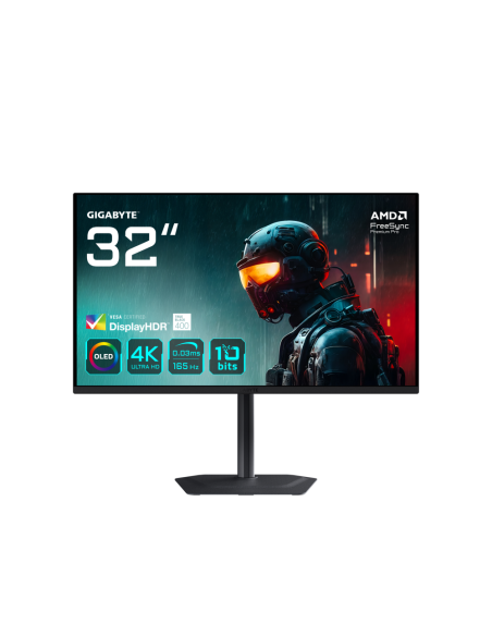 GIGABYTE MO32U 31,5" Monitor Gaming OLED 4K UHD - 3840 x 2160, 165Hz, 0.03ms, 250 cd/m², Display HDR True Black 400, HDMI 2.1, D