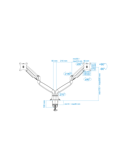 TooQ DB3132TNR-S soporte para monitor 81,3 cm (32") Escritorio