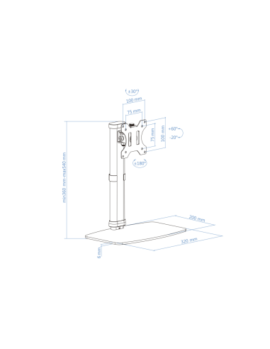 TooQ DB1127TN-B soporte para monitor 68,6 cm (27") Escritorio Negro