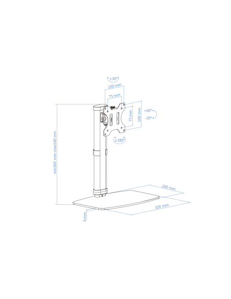 TooQ DB1127TN-B soporte para monitor 68,6 cm (27") Escritorio Negro