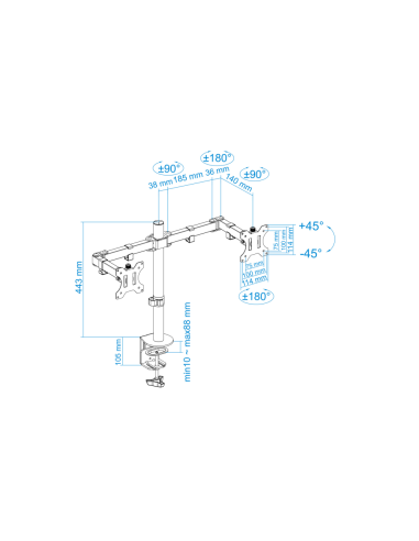 TooQ DB1232TN-B soporte para monitor 81,3 cm (32") Escritorio