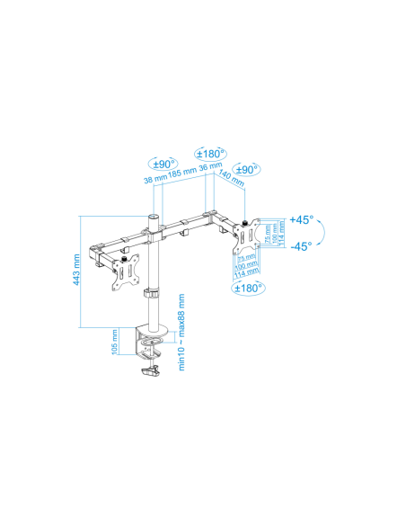 TooQ DB1232TN-B soporte para monitor 81,3 cm (32") Escritorio
