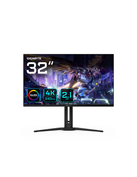 GIGABYTE Monitor de juegos OLED AORUS FO32U2P de 32” - 3840 x 2160 (UHD), 240Hz, 0.03ms, 250 cd/m², KVM, FreeSync Premium Pro, D