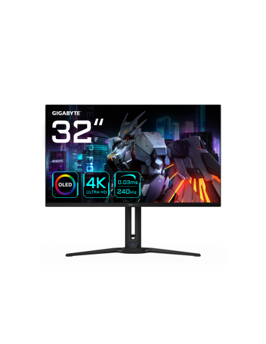 GIGABYTE Monitor de juegos OLED AORUS FO32U2 de 32” - 3840 x 2160 (UHD), 240Hz, 0.03ms, KVM, 250 cd/m², FreeSync Premium Pro, Di