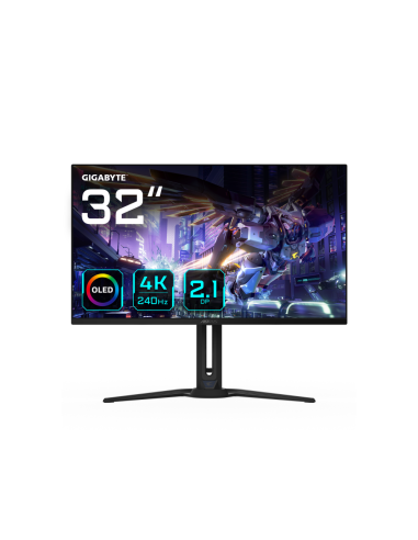 GIGABYTE Monitor de juegos OLED AORUS FO32U2P de 32” - 3840 x 2160 (UHD), 240Hz, 0.03ms, 250 cd/m², KVM, FreeSync Premium Pro, D