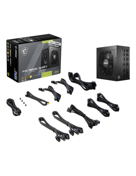 MSI MAG A850GL PCIE5 II unidad de fuente de alimentación 850 W 20+4 pin ATX ATX Negro