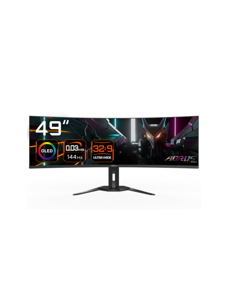 GIGABYTE Monitor de juegos curvo CO49DQ OLED - 5120x1440 (DQHD), 1800R, 144Hz, 0.03ms, KVM, FreeSync Premium Pro, HDMI 2.1