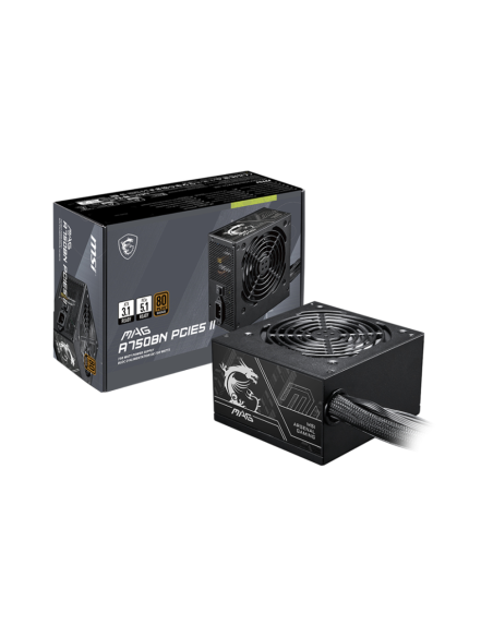 MSI MAG A750BN PCIE5 II unidad de fuente de alimentación 750 W 24-pin ATX ATX Negro