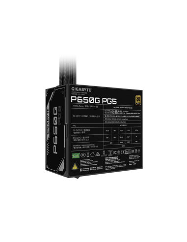 GIGABYTE P650G PCIE 5.1 Fuente de alimentación – PCIe 5.1, 80 PLUS Silver, ventilador de 120mm, compatible con ATX 3.1, enchufe 